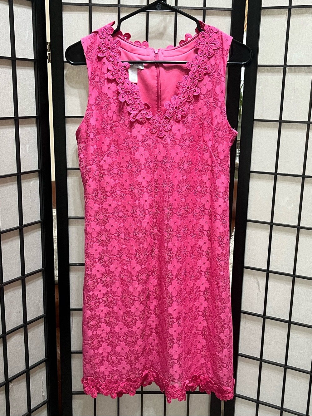LONDON TIMES Sleeveless Pink Floral Lace A—LINE Shift Dress WOMEN SIZE 4